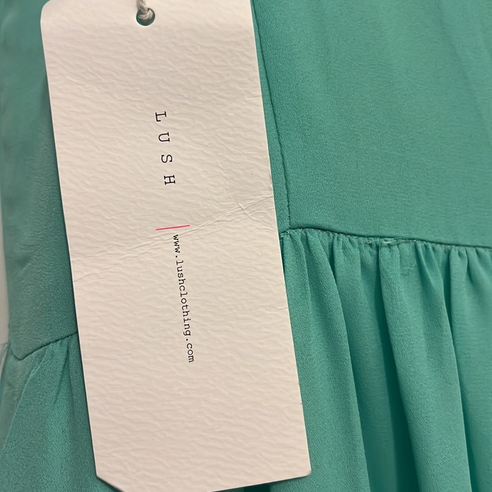 Turquoise lace high-low dress - Picture 6 of 7